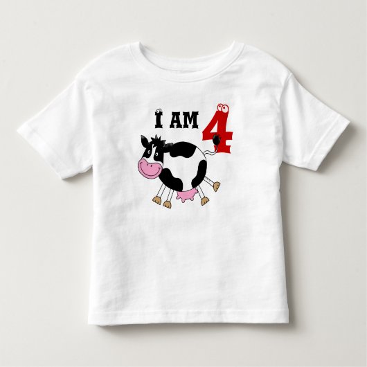 4歳の誕生日パーティープレゼント，踊り牛 トドラーTシャツ (正面)