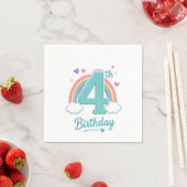 4歳の誕生日パーティー用ナプキン スタンダードカクテルナプキン (インサイチュ)