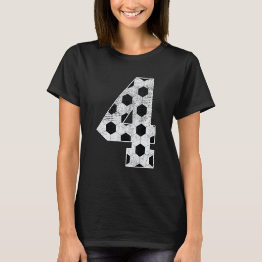 4歳の誕生日パーティー4歳サッカー少年 Tシャツ (正面)