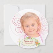 4歳の誕生日パーティー 女の子, 水彩花 招待状 (裏面)