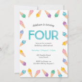 4歳の誕生日パーティー | Rainbow Ice Creamのご招待 招待状 (正面)