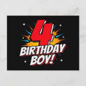 4歳の誕生日ヒーロー少年 4歳の誕生日 ポストカード (正面)