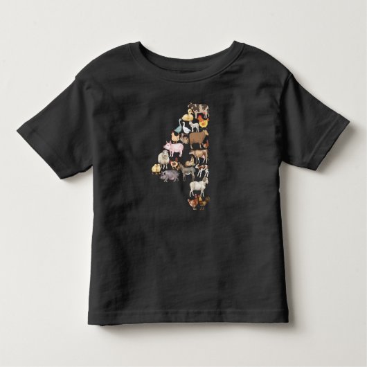 4歳の誕生日ファーム動物テーマ4歳のプレゼント トドラーTシャツ (正面)