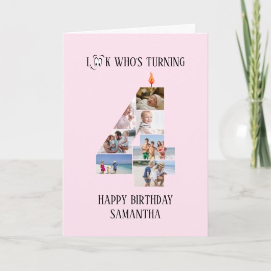 4歳の誕生日フォトカード カード (正面)