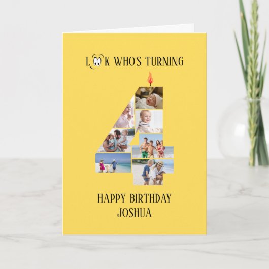 4歳の誕生日フォトカード カード (正面)