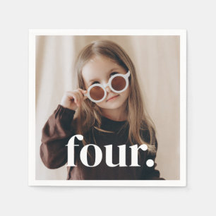 4歳の誕生日フォト - フォー スタンダードカクテルナプキン