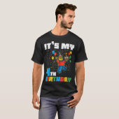 4歳の誕生日ブロック 男の子 レンガ 4歳児 Tシャツ (正面フル)