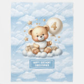 4歳の誕生日プレゼントのための青と金ゴールドのテディブランケット フリースブランケット (正面)