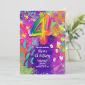 4歳の誕生日ペイントパーティー 招待状 (スタンド正面)