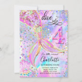 4歳の誕生日マーメイド招待状エディにダイブ 招待状 (正面)