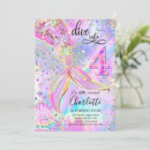 4歳の誕生日マーメイド招待状エディにダイブ 招待状 (スタンド正面)