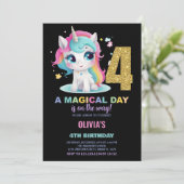 4歳の誕生日ユニコーンバースデー招待状 招待状 (スタンド正面)