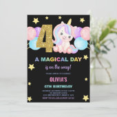 4歳の誕生日ユニコーンバースデー招待状 招待状 (スタンド正面)