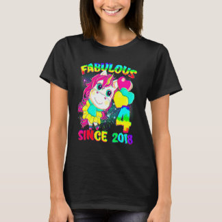 4歳の誕生日ユニコーン女子 最高に素敵 Tシャツ