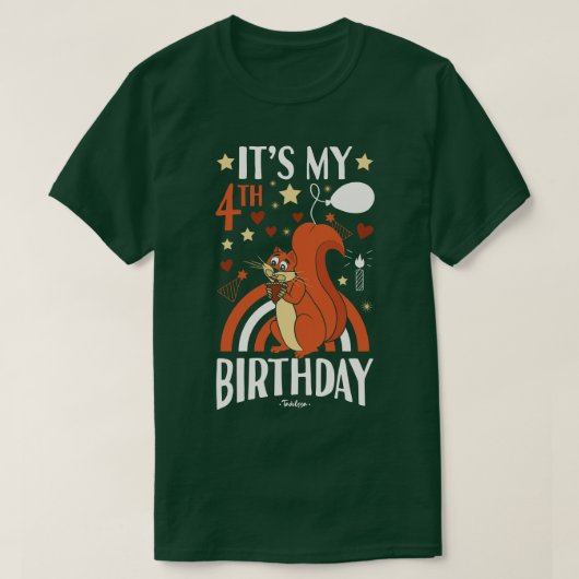4歳の誕生日リス Tシャツ (デザイン正面)