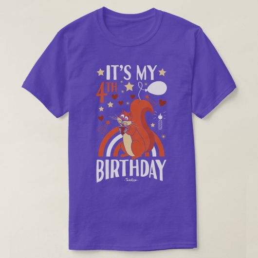 4歳の誕生日リス Tシャツ (デザイン正面)