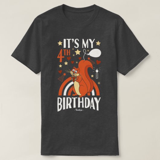 4歳の誕生日リス Tシャツ (デザイン正面)