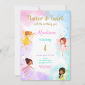 4歳の誕生日妖精の誕生日パーティー 招待状 (正面)