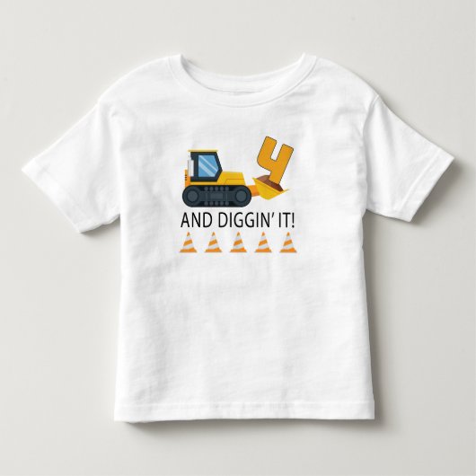 4歳の誕生日建設Tシャツ – 黄色のダンプ トドラーTシャツ (正面)