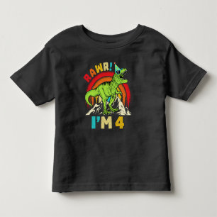 4歳の誕生日恐竜T Rex ラォー 僕は4歳 ボーイズ トドラーTシャツ
