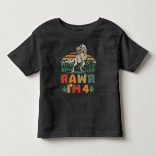 4歳の誕生日恐竜T Rex ラォー 僕は4歳 ボーイズ トドラーTシャツ