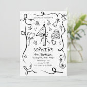 4歳の誕生日招待状ハンドドロー4歳の誕生日 招待状 (スタンド正面)