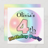 4歳の誕生日招待状 女の子 招待状 (正面/裏面)