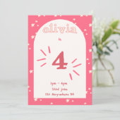 4歳の誕生日招待状 女の子 招待状 (スタンド正面)