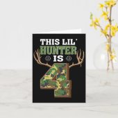 4歳の誕生日狩り鹿4歳ハンター カード (黄色い花)