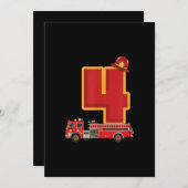 4歳の誕生日男の子ギフト消防士 シーズンカード (正面/裏面)