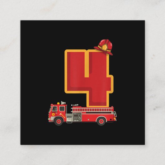 4歳の誕生日男の子ギフト消防士 スクエア名刺 (正面)