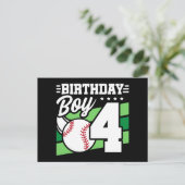4歳の誕生日野球パーティーテーマ 男の子 4歳の誕生日 ポストカード (スタンド正面)