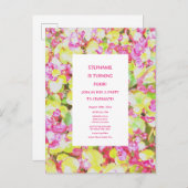 4歳の誕生日4カスタム歳グリーンピンクフローラ インビテーションポストカード (正面/裏面)