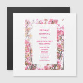 4歳の誕生日4カスタム歳ピンクさくらんぼフローラ マグネット招待状 (正面/裏面)