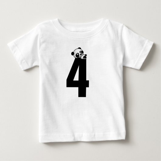 4歳の誕生日4パンダベアTシャツ ベビーTシャツ (正面)