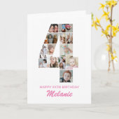 4歳の誕生日4フォトコラージュパーソナライズされた カード (黄色い花)