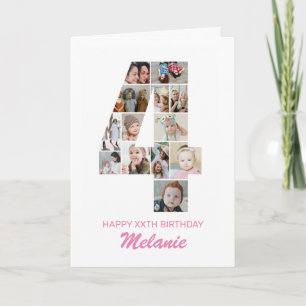 4歳の誕生日4フォトコラージュパーソナライズされた カード
