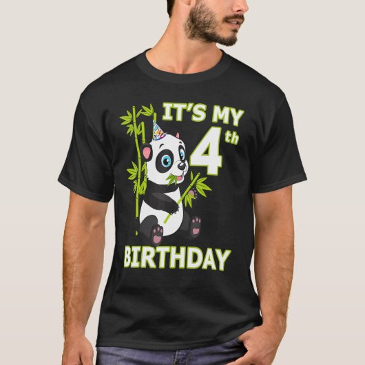 4歳の誕生日4歳のパーティー動物パンダ Tシャツ (正面)