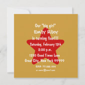 4歳の誕生日4歳の少女チーター金ゴールド 招待状 (裏面)