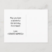 4歳の誕生日:はっきりしたおもしろい、シンプル虹、虹4 ポストカード (裏面)