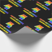 4歳の誕生日:はっきりしたおもしろい、シンプル虹、虹4 ラッピングペーパー (角)