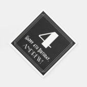 4歳の誕生日~アールデコインスパイア見る"4"名前 スタンダードランチョンナプキン (角)