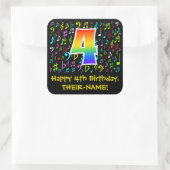 4歳の誕生日：カラフル音楽シンボルRainbow 4 スクエアシール (バッグ)