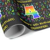 4歳の誕生日:カラフル音楽シンボルRainbow 4 ラッピングペーパー (ロールコーナー)