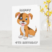 *4歳の誕生日*カードで子犬の願い カード (黄色い花)