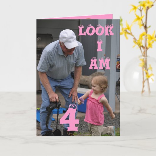 4歳の誕生日 カード (黄色い花)