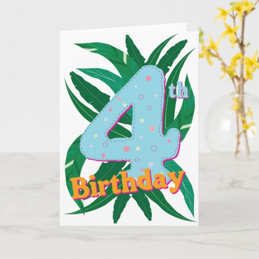 4歳の誕生日 カード (黄色い花)