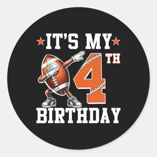 4歳の誕生日 サッカー好きな男の子に ラウンドシール (正面)