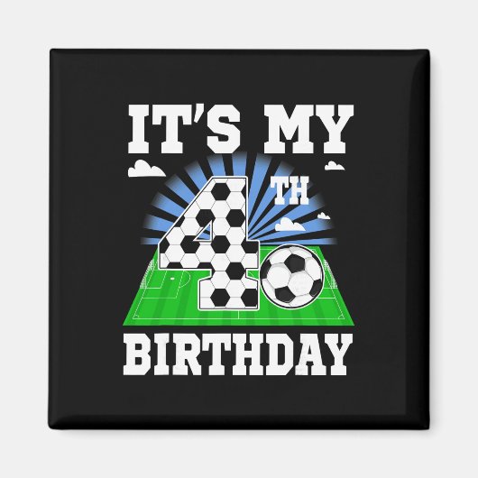 4歳の誕生日 サッカー お誕生日おめでとう P マグネット (正面)
