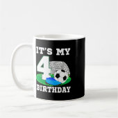4歳の誕生日 サッカー 4th パーティー 男の子 コーヒーマグカップ (左)